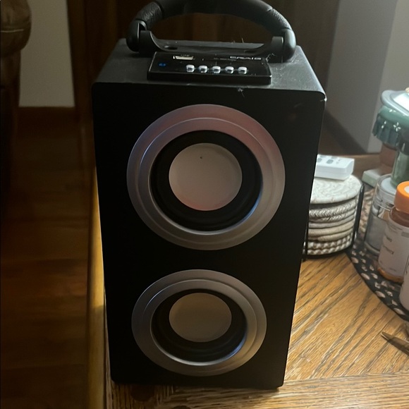 Craig Portable Black Speaker with Silver Accents - Picture 1 of 6